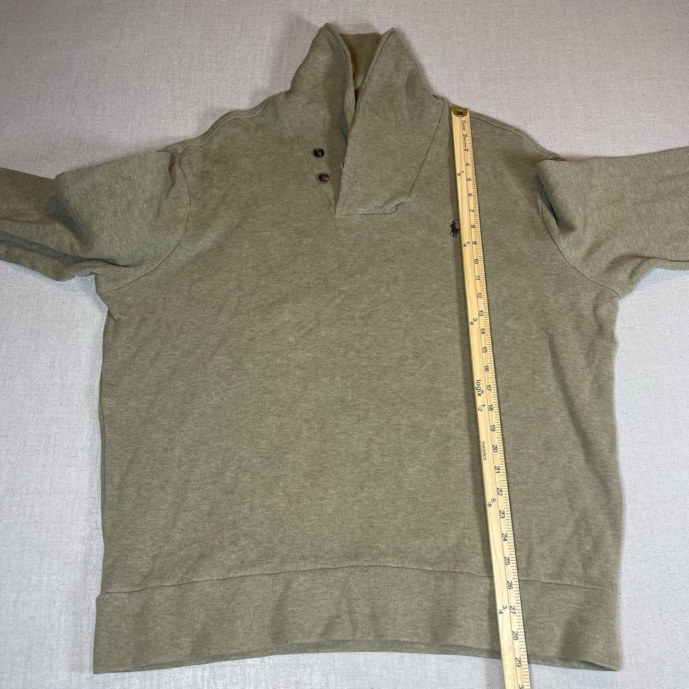 Polo Ralph Lauren Sweater Mens 2XL Green Cotton Shawl Collar Elbow‎ Patch Knit - Picture 10 of 10